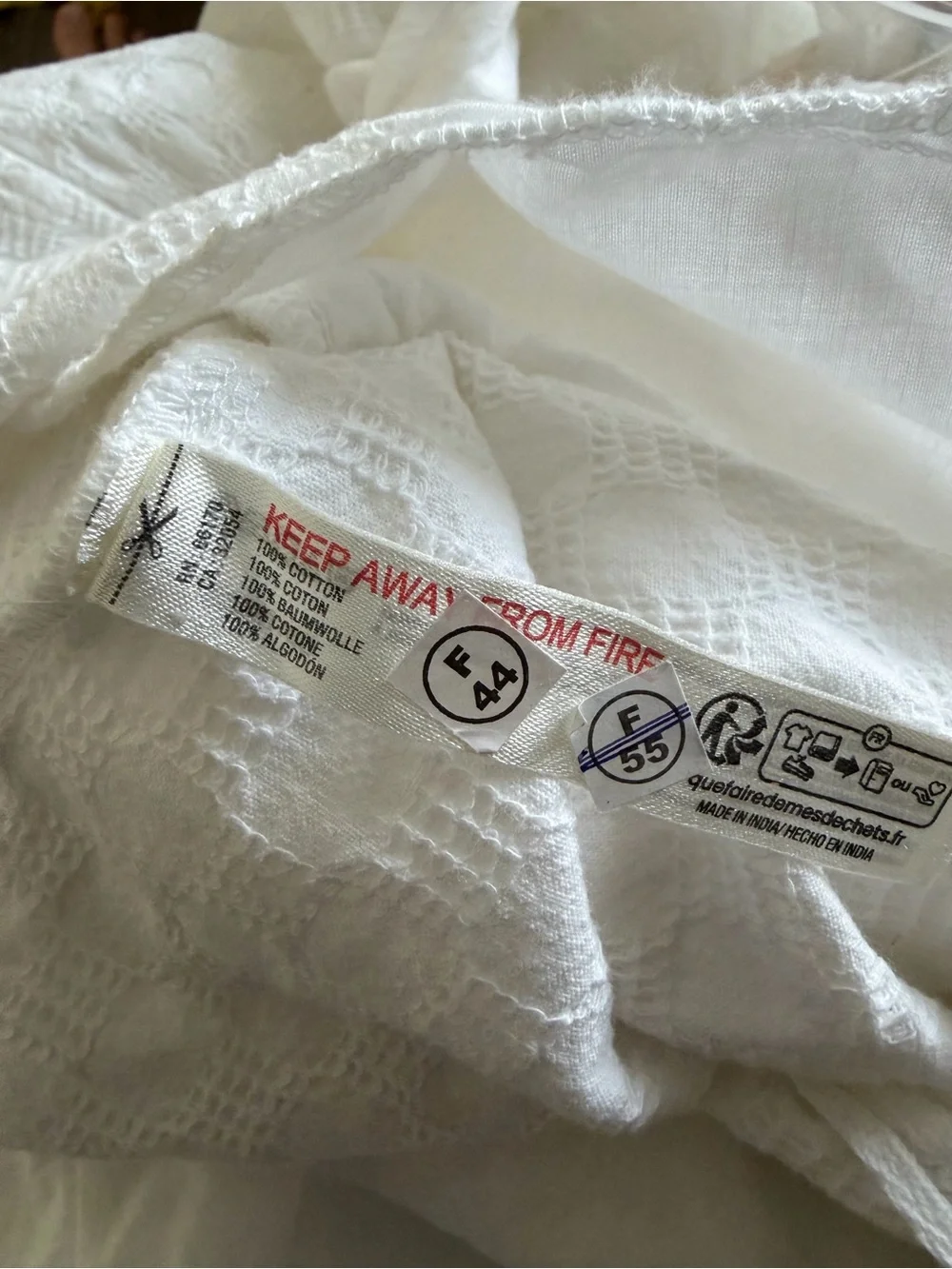 Free People White Textured Drop Waist Mini Dress S NWOT Cottagecore Boho